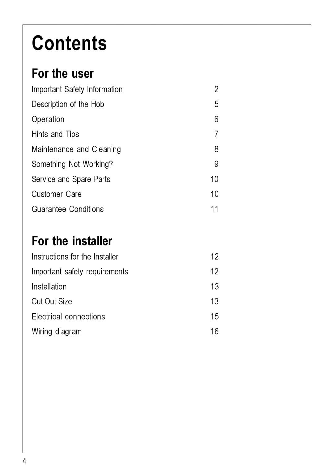 Electrolux 111 K operating instructions Contents 