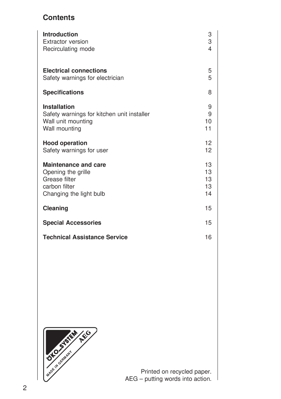 Electrolux 115 D manual Contents 