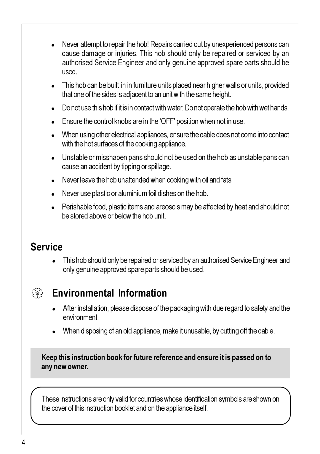 Electrolux 116 K operating instructions Service, Environmental Information 