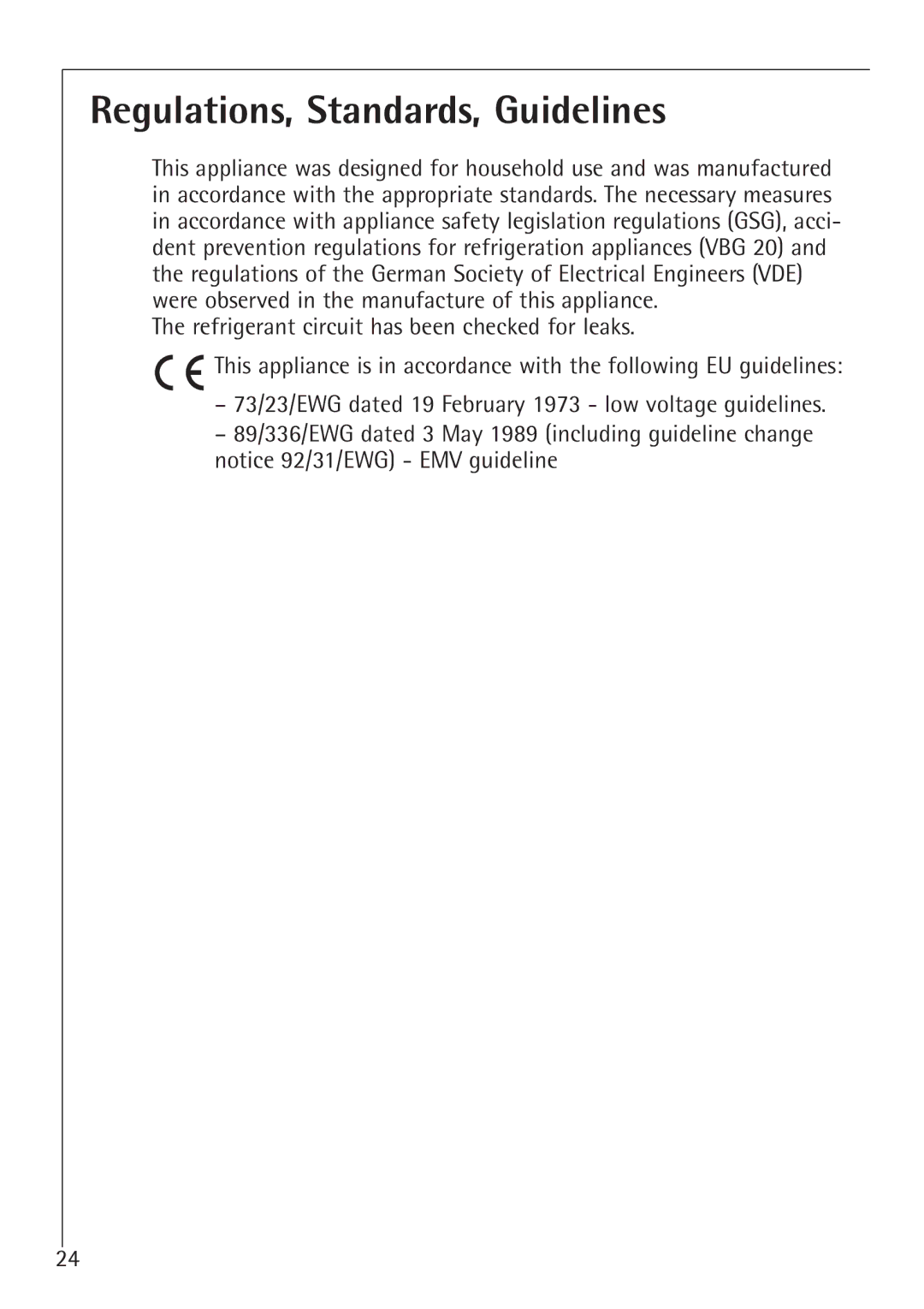 Electrolux 1194-7 GA manual Regulations, Standards, Guidelines 