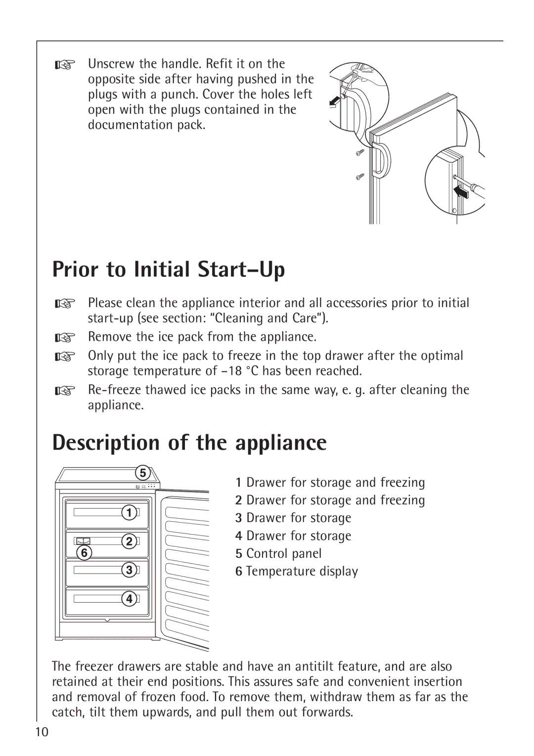 Electrolux 1243-4 GS, 1273-4 GS manual Prior to Initial Start-Up, Description of the appliance 