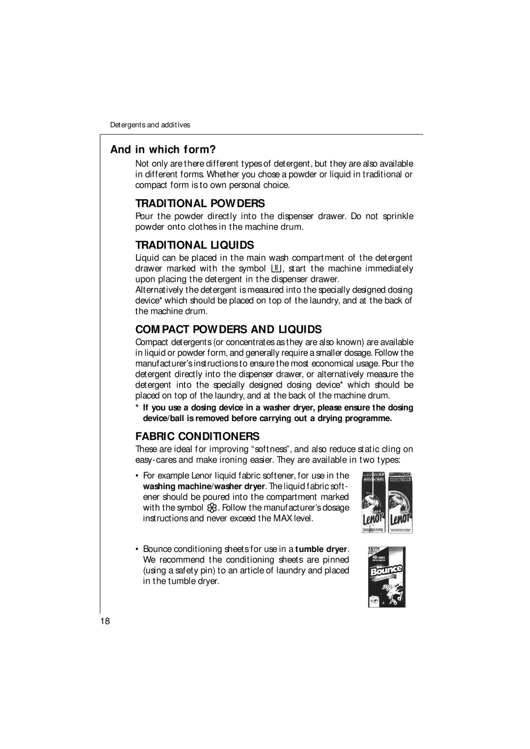 Electrolux 1261 manual Which form?, Traditional Powders 