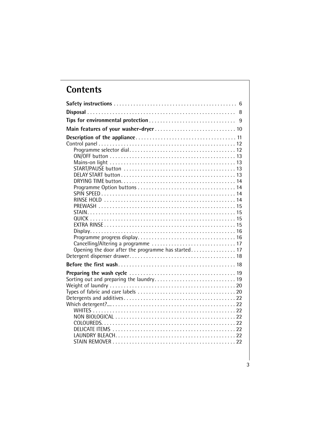 Electrolux 12700 VI manual Contents 