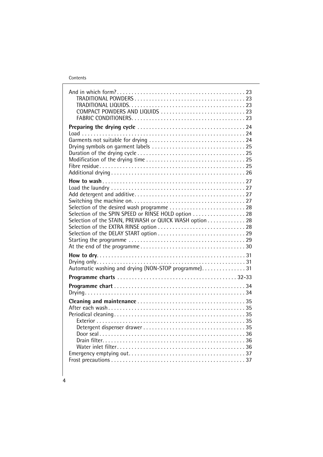 Electrolux 12700 VI manual Programme charts 