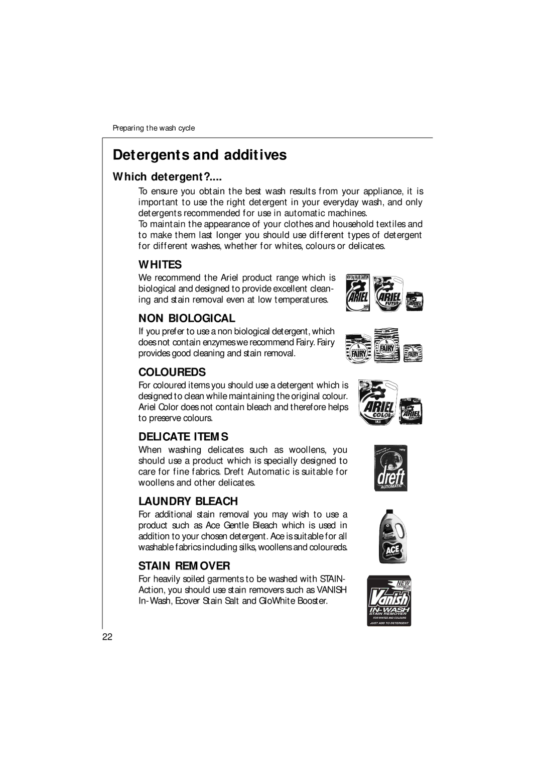 Electrolux 1271 VI manual Detergents and additives, Which detergent? 