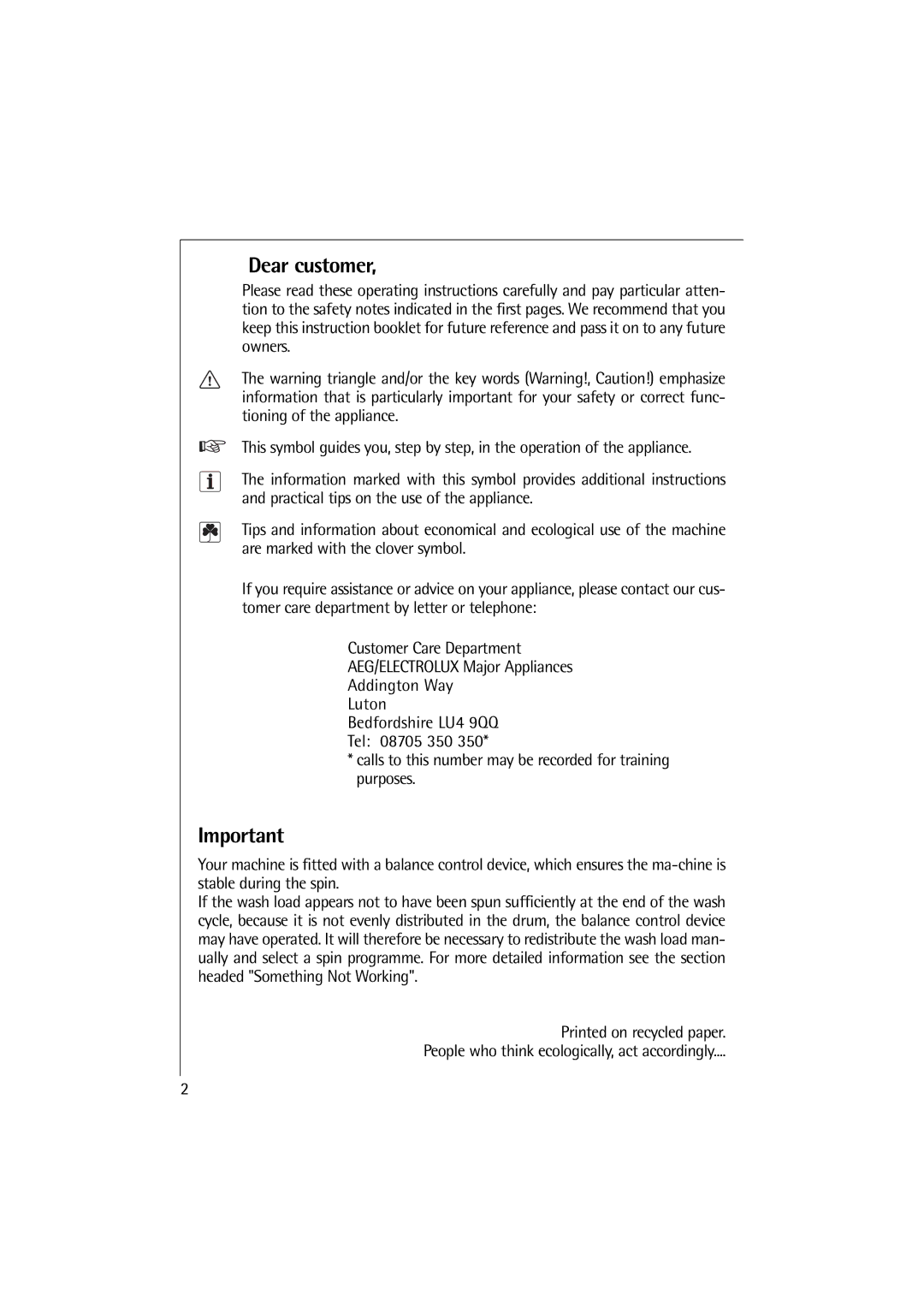 Electrolux 12710 VIT, 14710 VIT manual Dear customer 