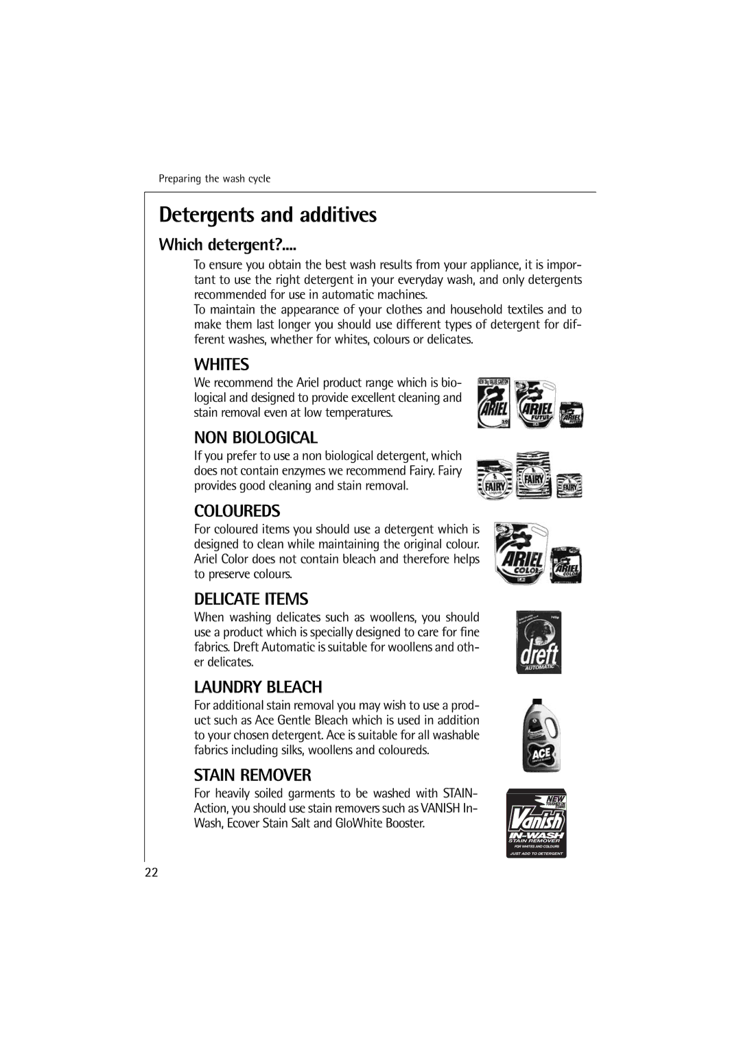 Electrolux 12710 VIT, 14710 VIT manual Detergents and additives, Which detergent? 