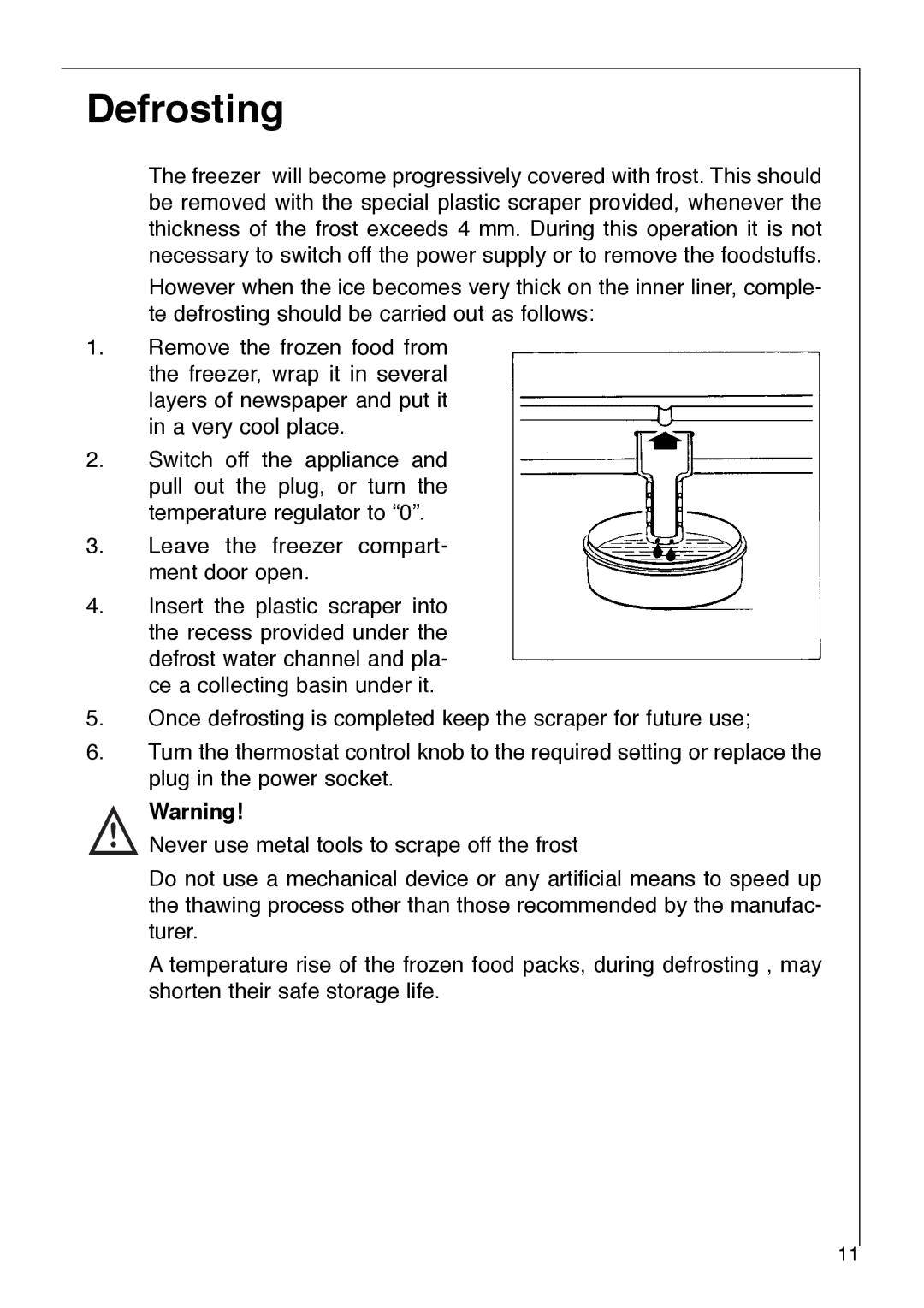 Electrolux 1333-6 i installation instructions Defrosting 