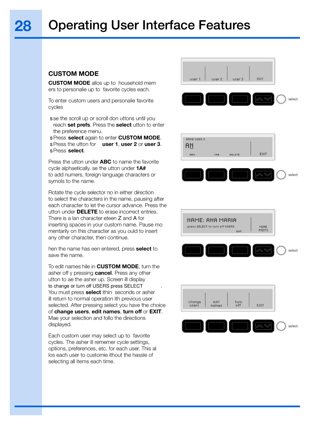 Electrolux 137023200 A manual Setting Preferences, Custom Mode 