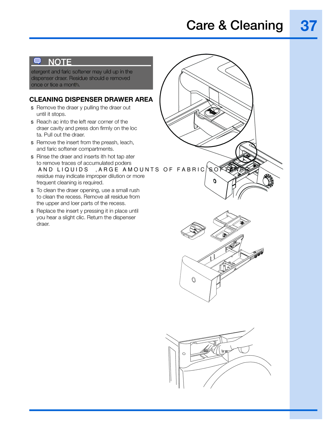 Electrolux 137023200 A manual Cleaning Dispenser Drawer Area 