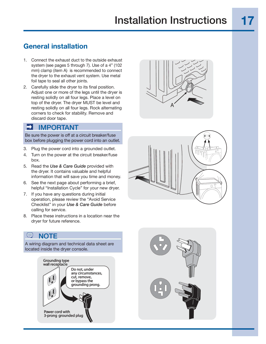 Electrolux 137382100 A (1106) installation instructions General installation 