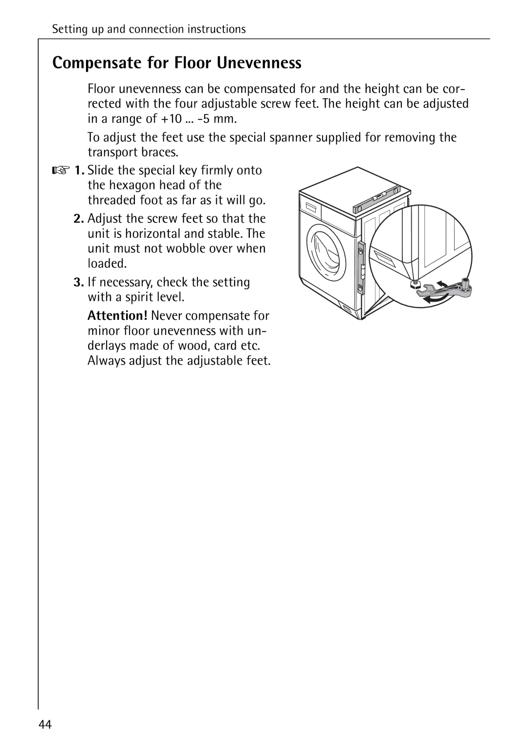 Electrolux 14 manual Compensate for Floor Unevenness 