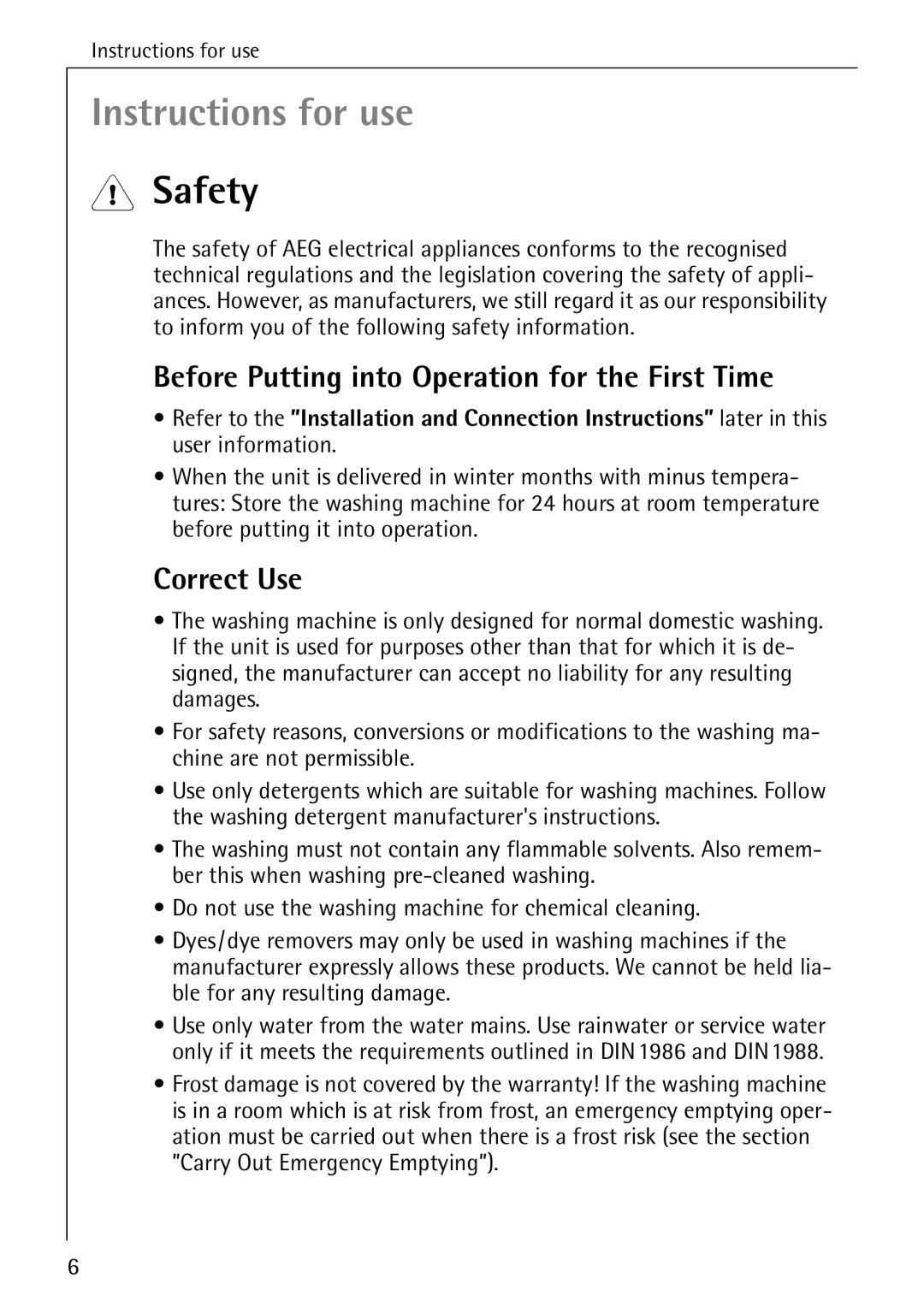 Electrolux 14 manual Safety, Before Putting into Operation for the First Time, Correct Use 