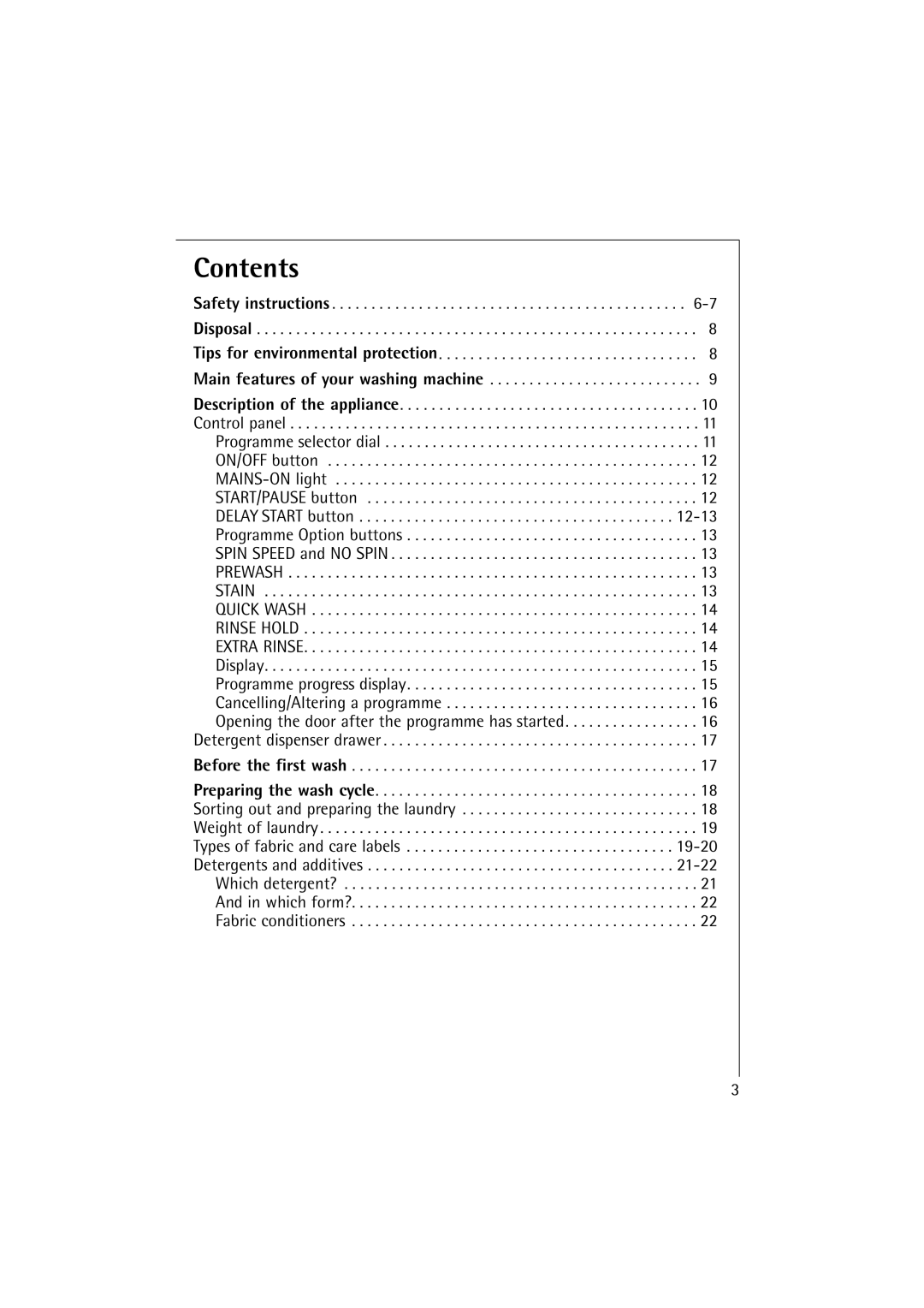 Electrolux 14500 VI manual Contents 