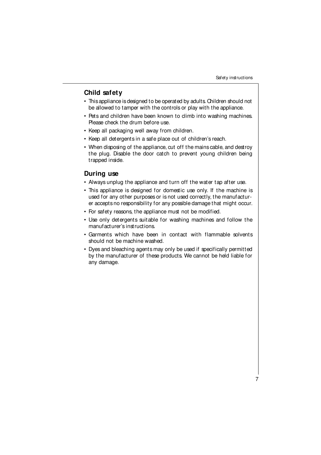 Electrolux 14700 VIT manual Child safety, During use 