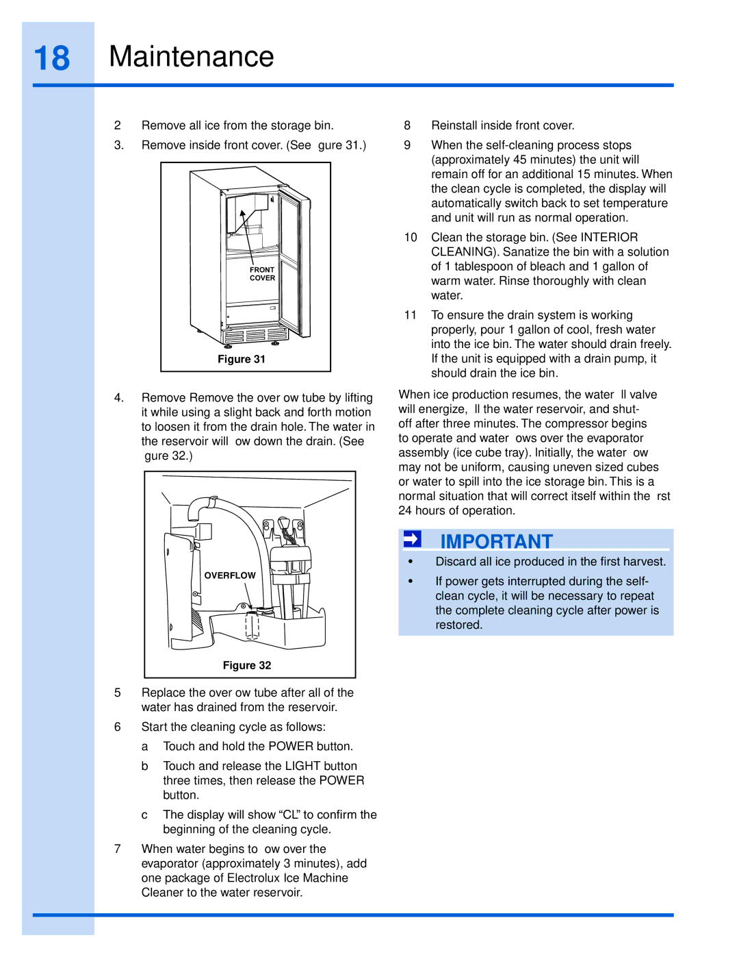 Electrolux 15 manual Overflow 