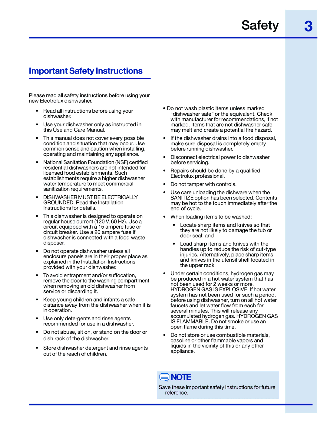 Electrolux 154671201 manual Important Safety Instructions 