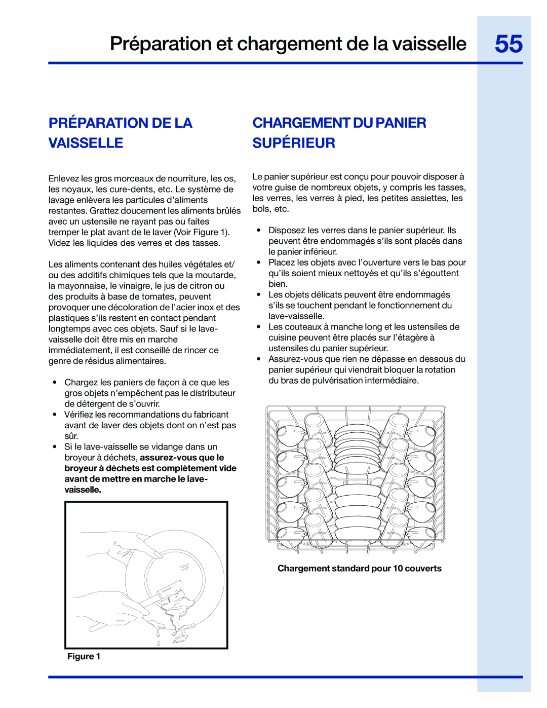 Electrolux 154743901 manual Préparation DE LA, Vaisselle Supérieur 