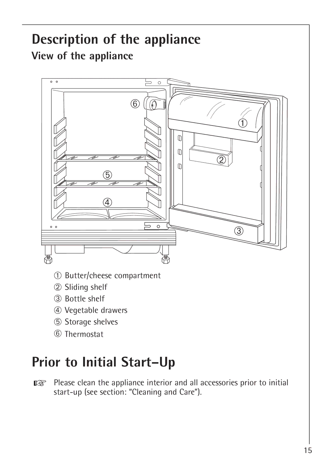 Electrolux 1554-6 iU Description of the appliance, Prior to Initial Start-Up, View of the appliance 