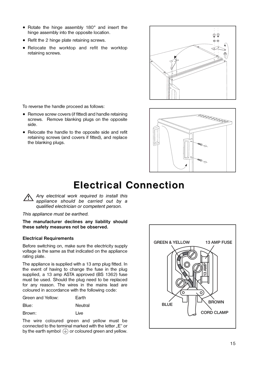 Electrolux 160 LA manual Electrical Connection, Brown Live 