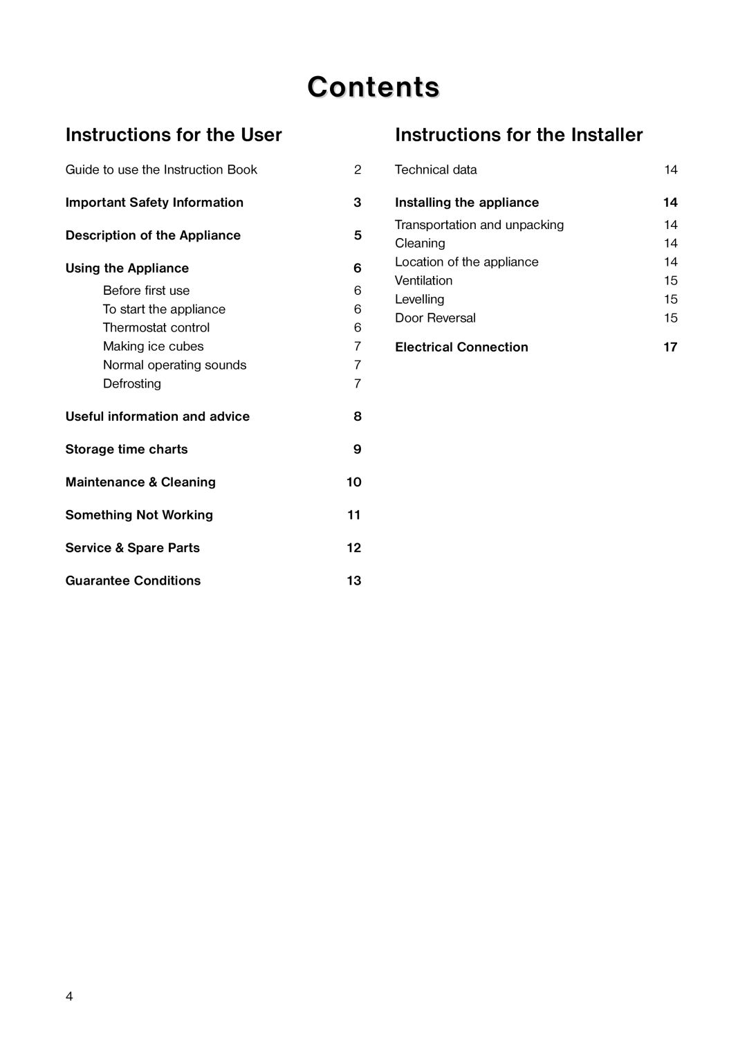 Electrolux 160 RA manual Contents 