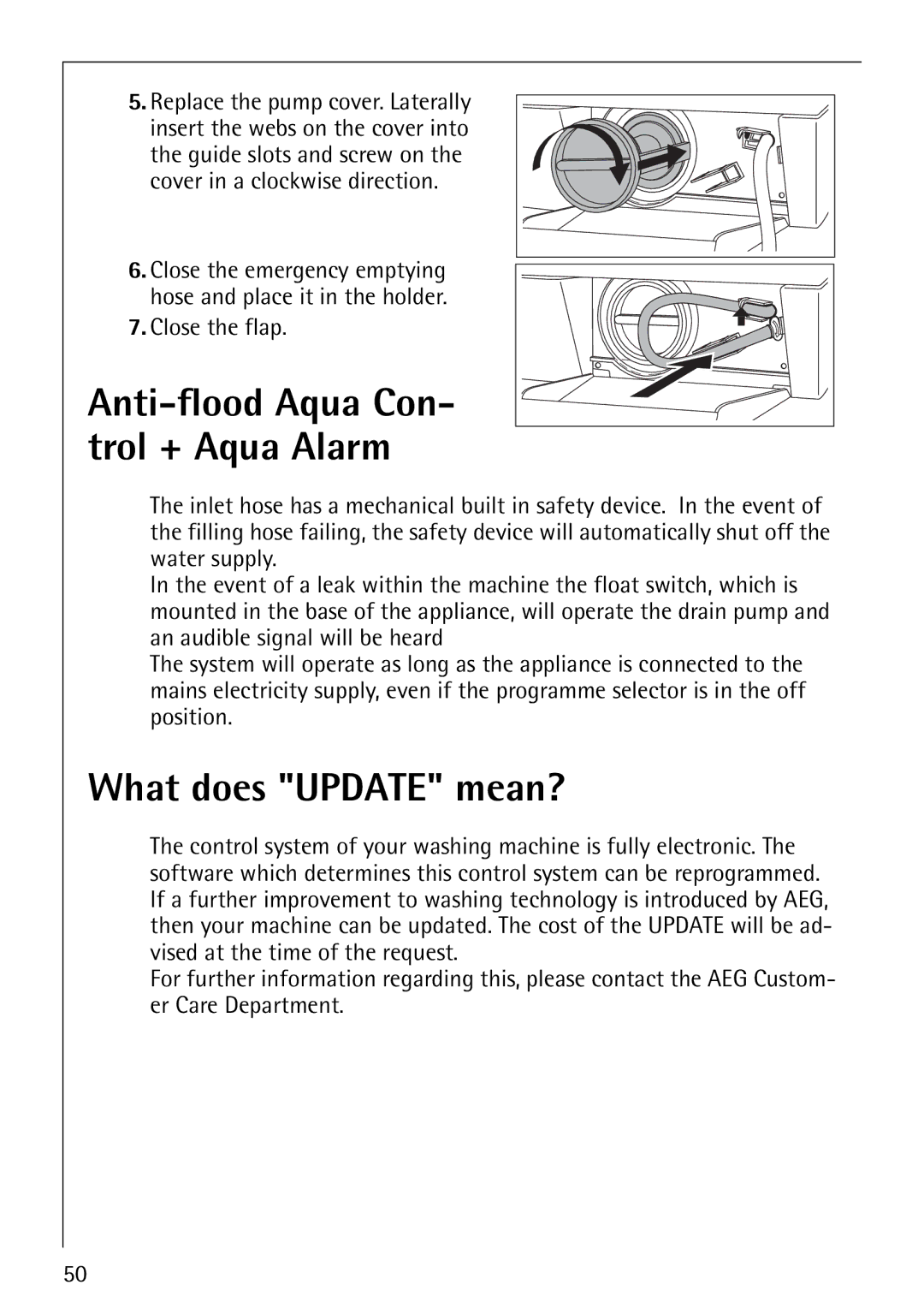 Electrolux 1600 manual What does Update mean?, Close the flap 