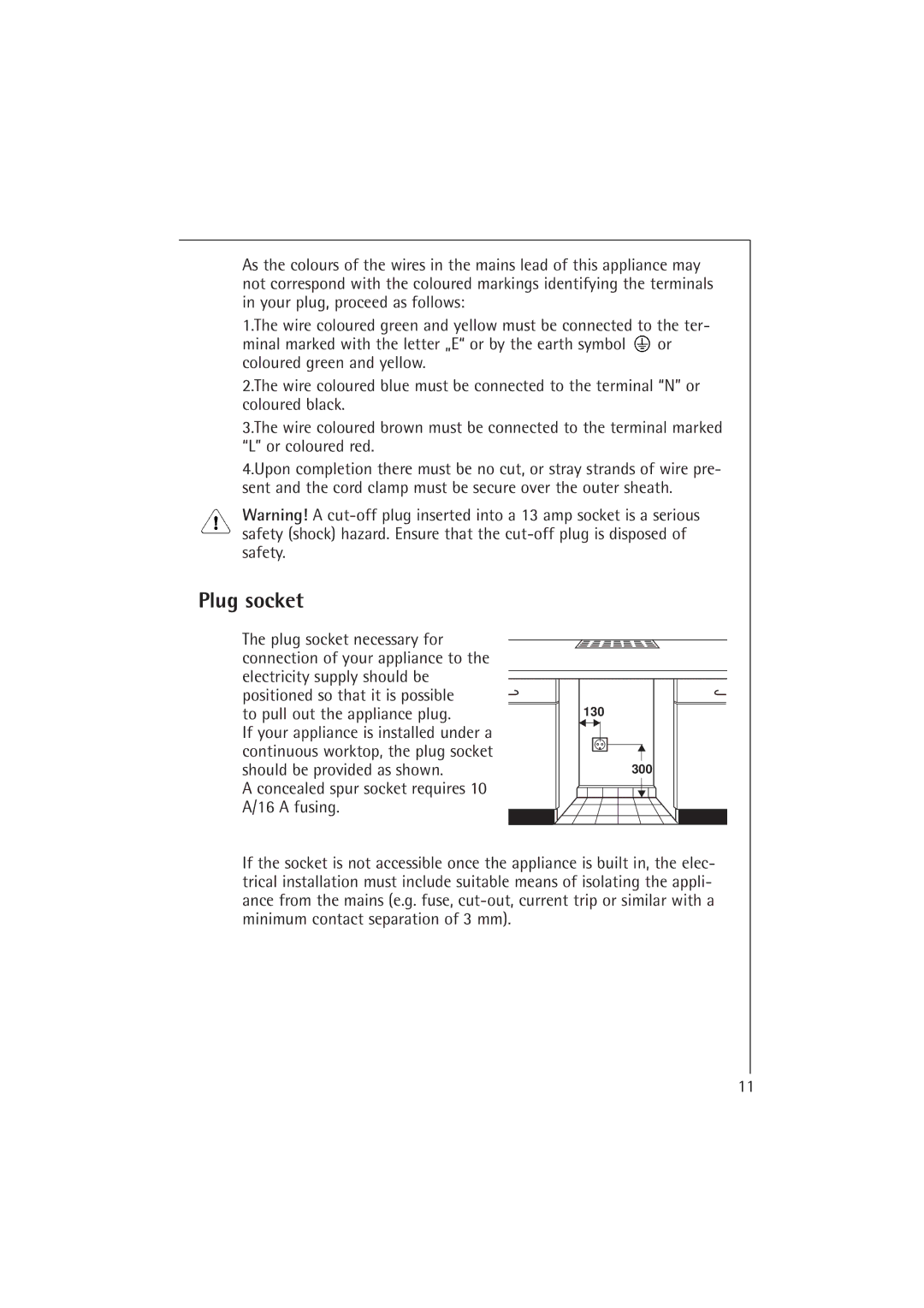 Electrolux 1673-4 TK manual Plug socket 