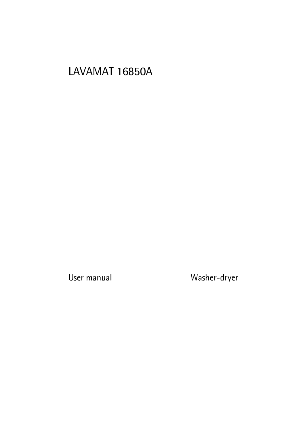 Electrolux user manual Lavamat 16850A 