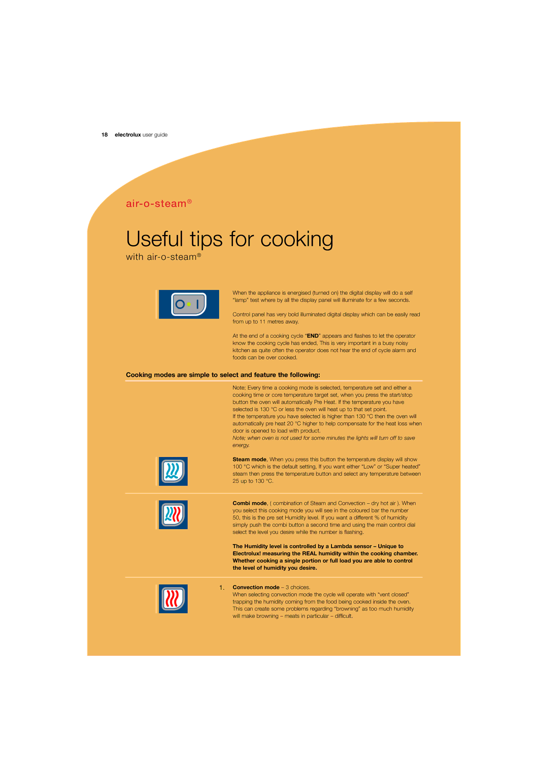 Electrolux 180 manual Useful tips for cooking, With air-o-steam 