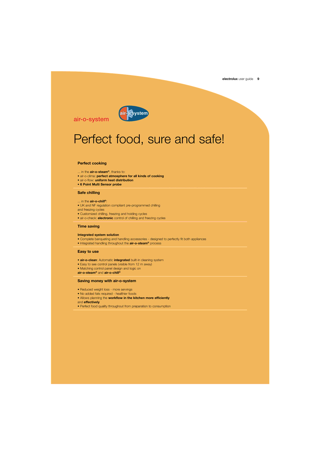 Electrolux 180 manual Perfect food, sure and safe 