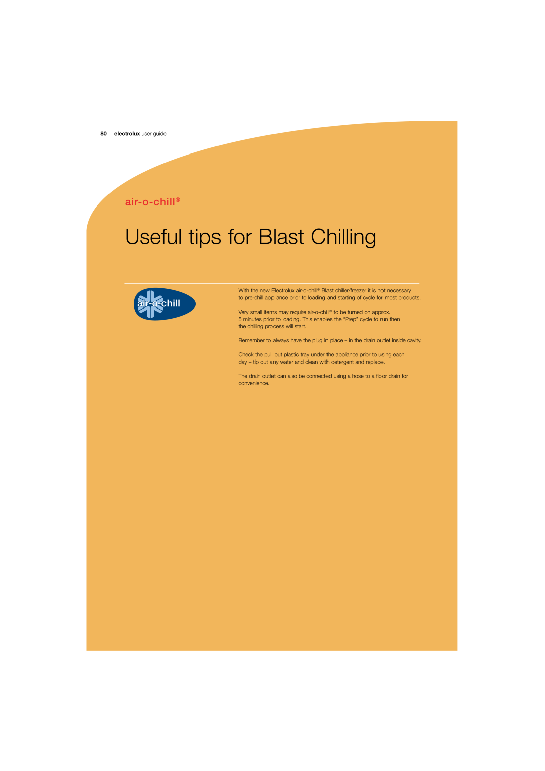 Electrolux 180 manual Useful tips for Blast Chilling, air-o-chill, electrolux user guide 