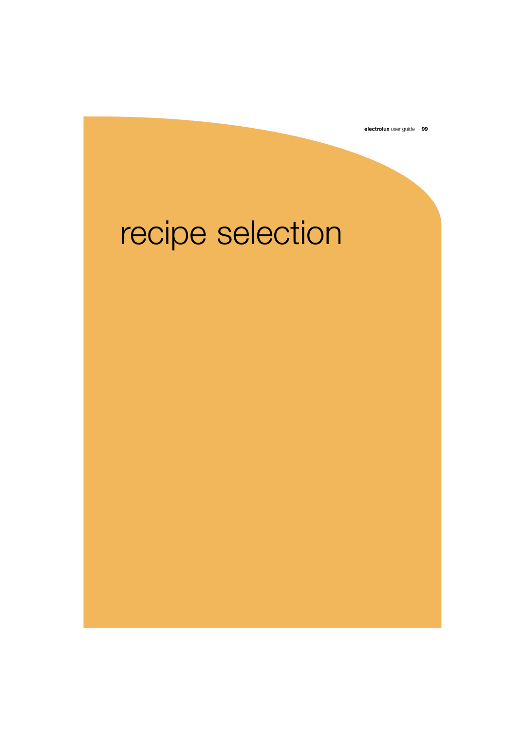 Electrolux 180 manual recipe selection, electrolux user guide 