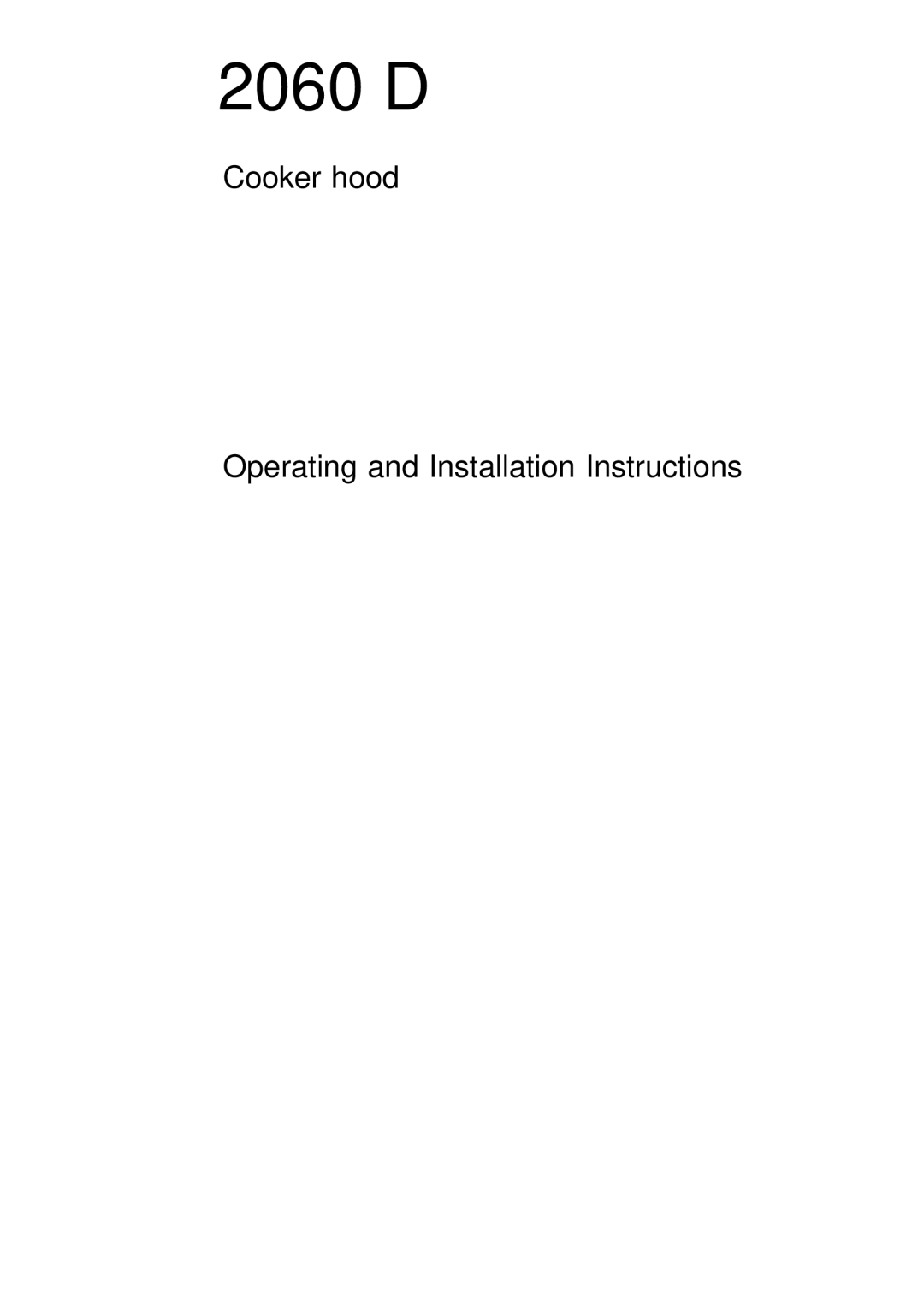 Electrolux 2060 D installation instructions 