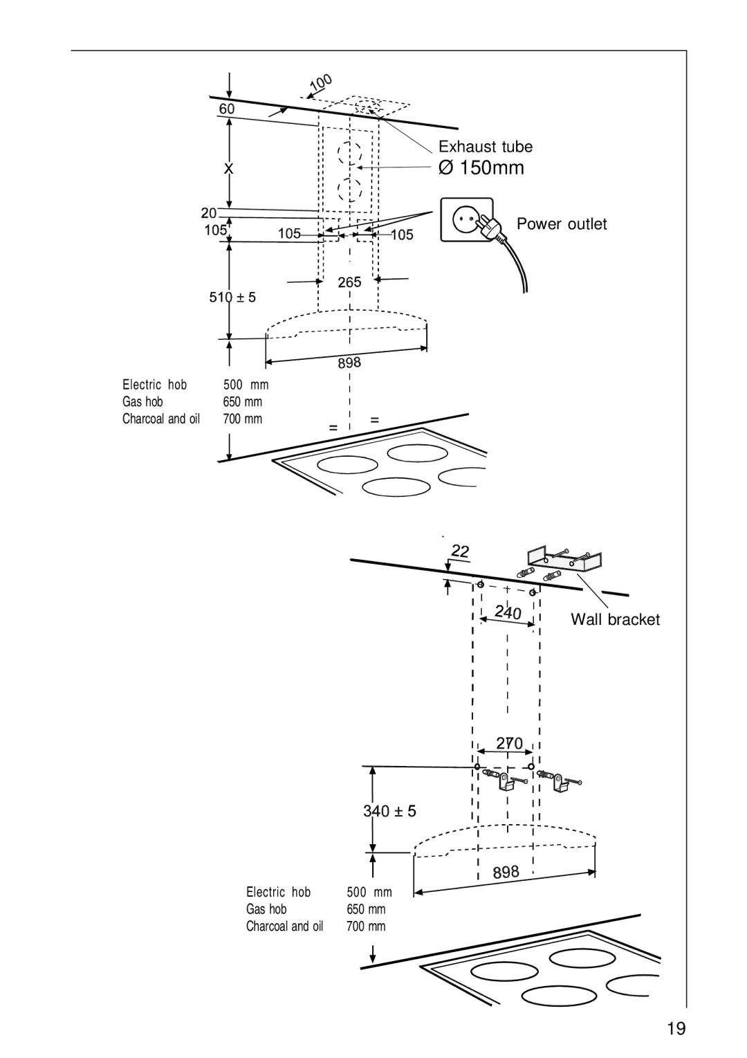 Electrolux 2060 D installation instructions 150mm 