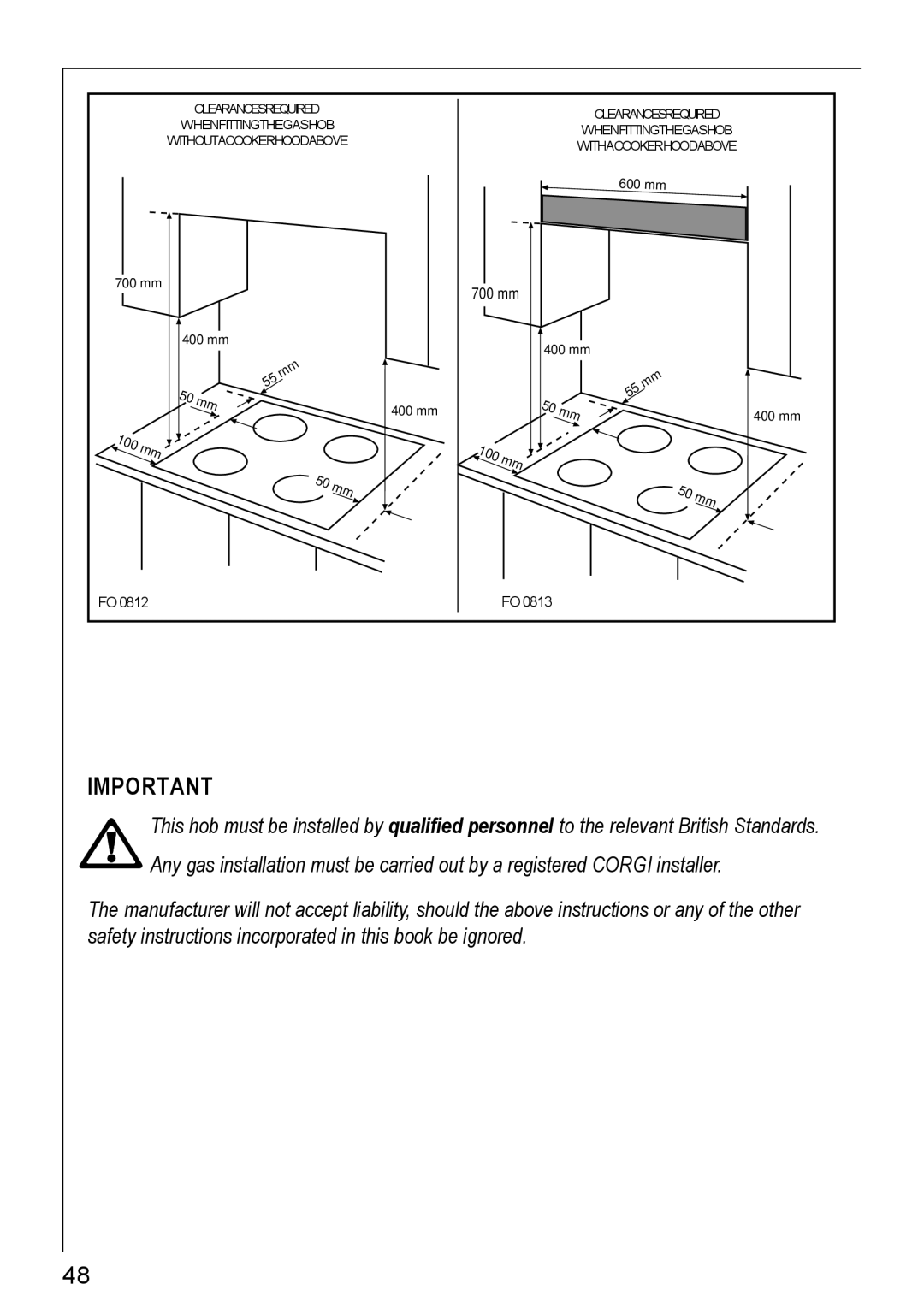 Electrolux 20604 G - 21604, G-11602, G-21602 installation instructions Installation 