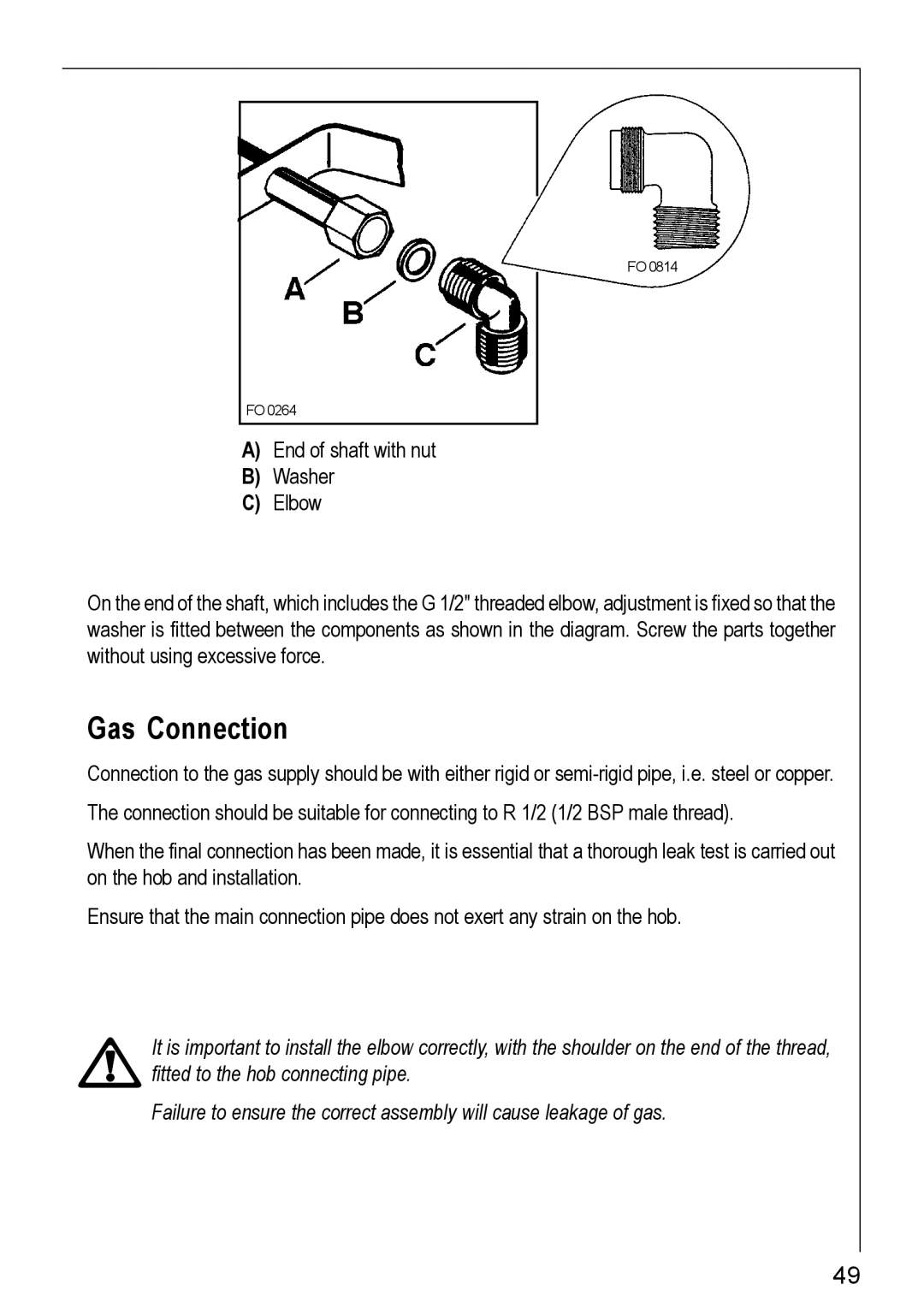 Electrolux G-11602, G-21602, 20604 G - 21604 installation instructions Gas Connection 