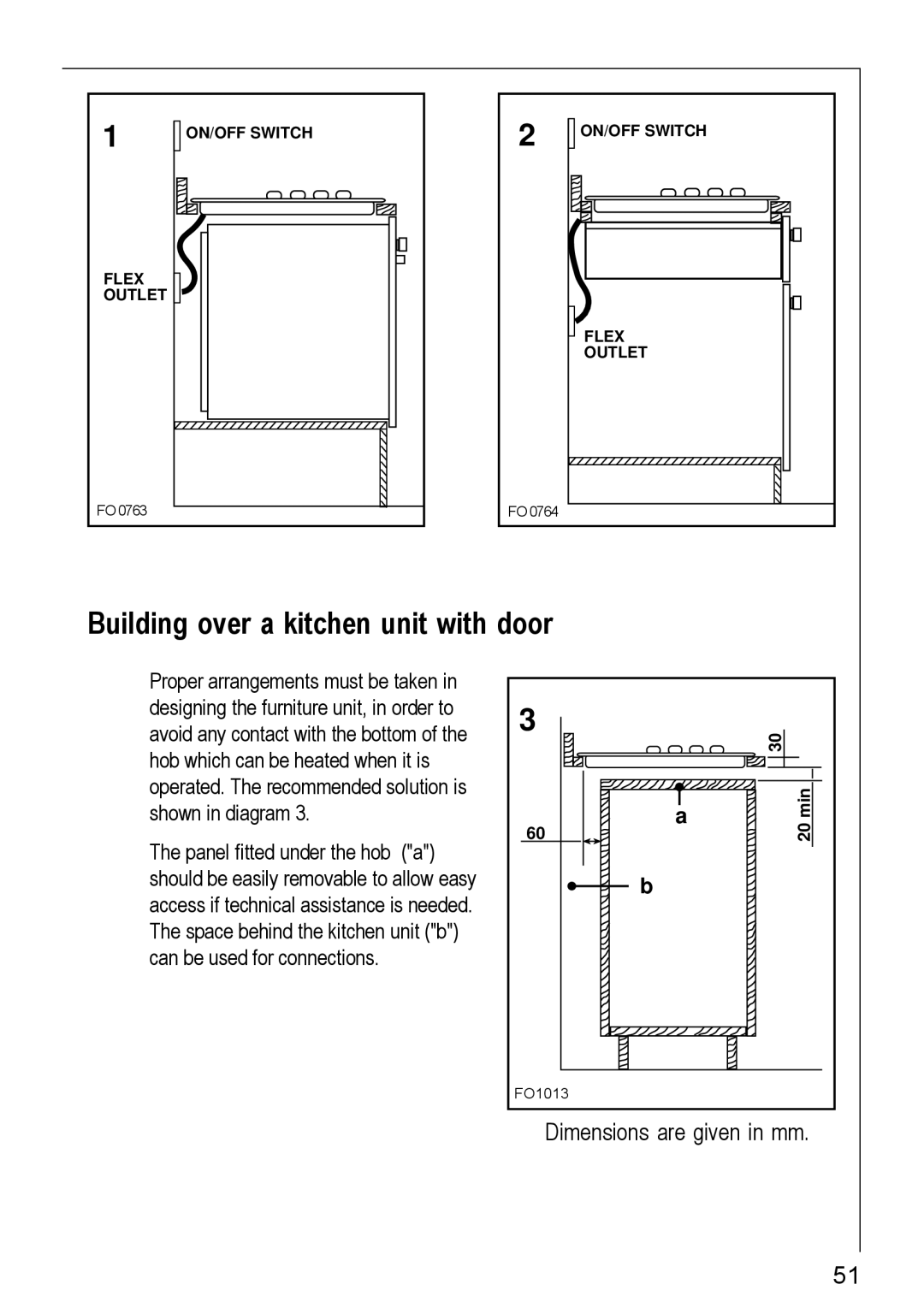 Electrolux G-11602, G-21602, 20604 G - 21604 installation instructions Building over a kitchen unit with door 