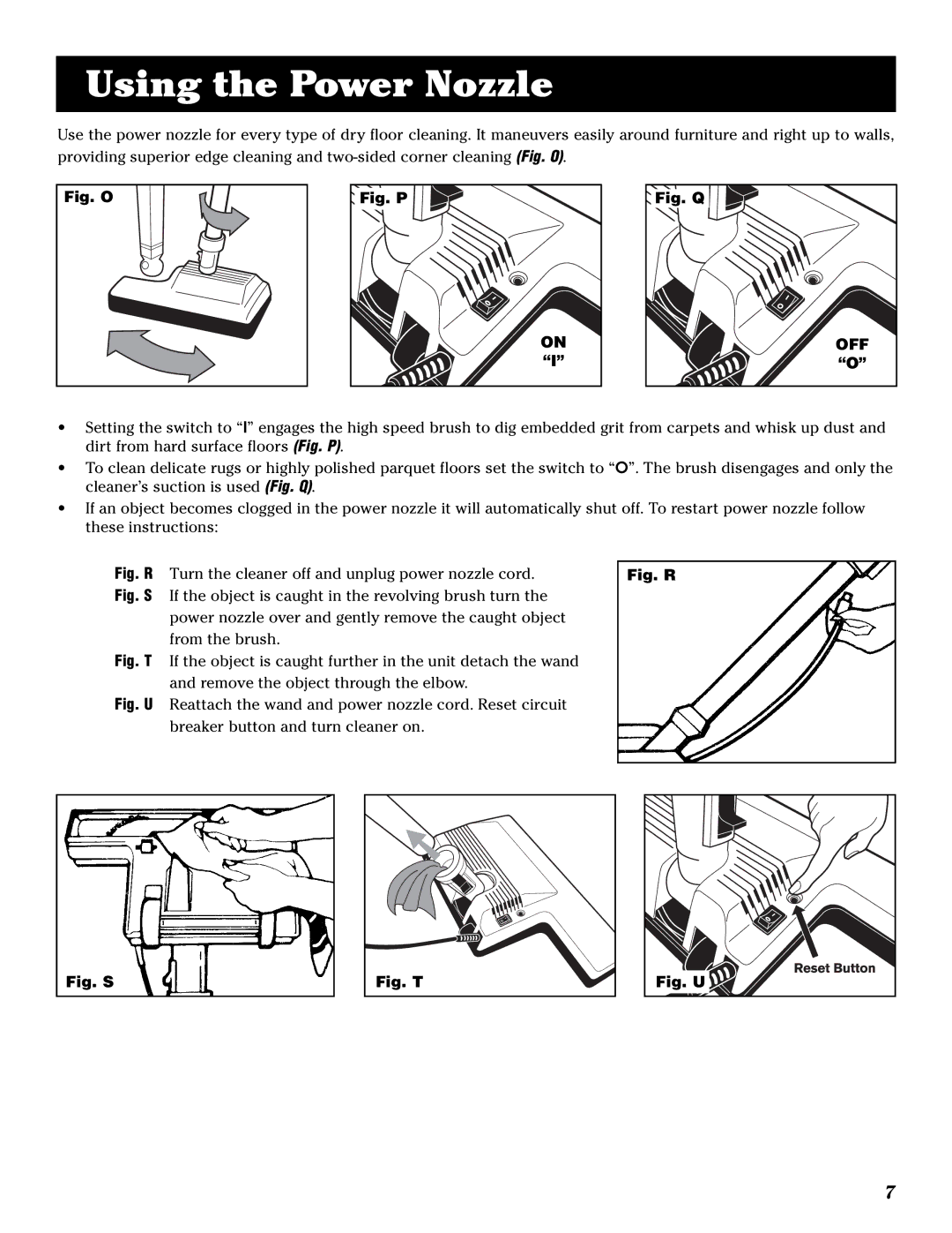 Electrolux 2100 manual Using the Power Nozzle, Off 