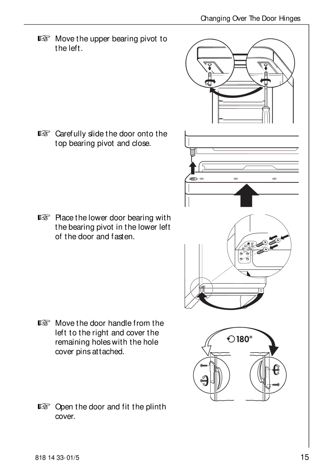 Electrolux 2150-6GS manual Move the upper bearing pivot to the left 