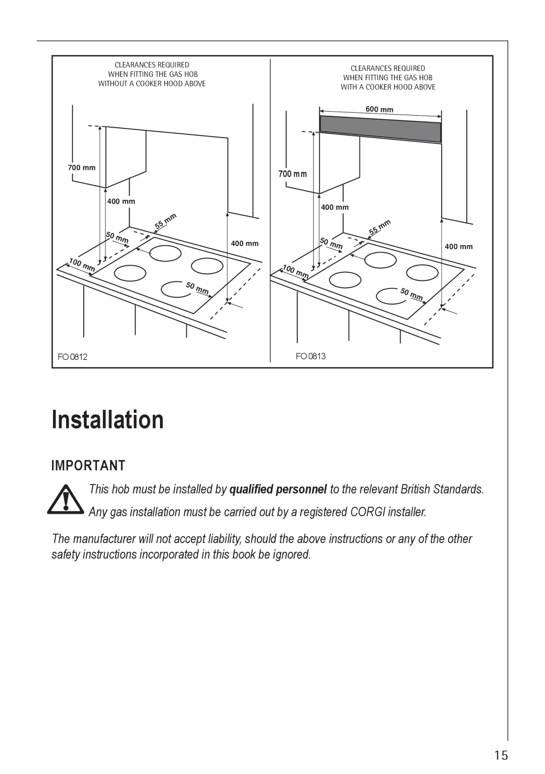 Electrolux 21602 G manual Installation 