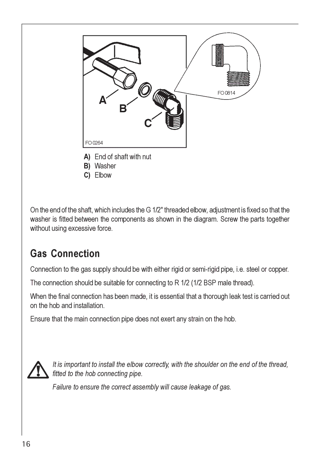 Electrolux 21602 G manual Gas Connection 