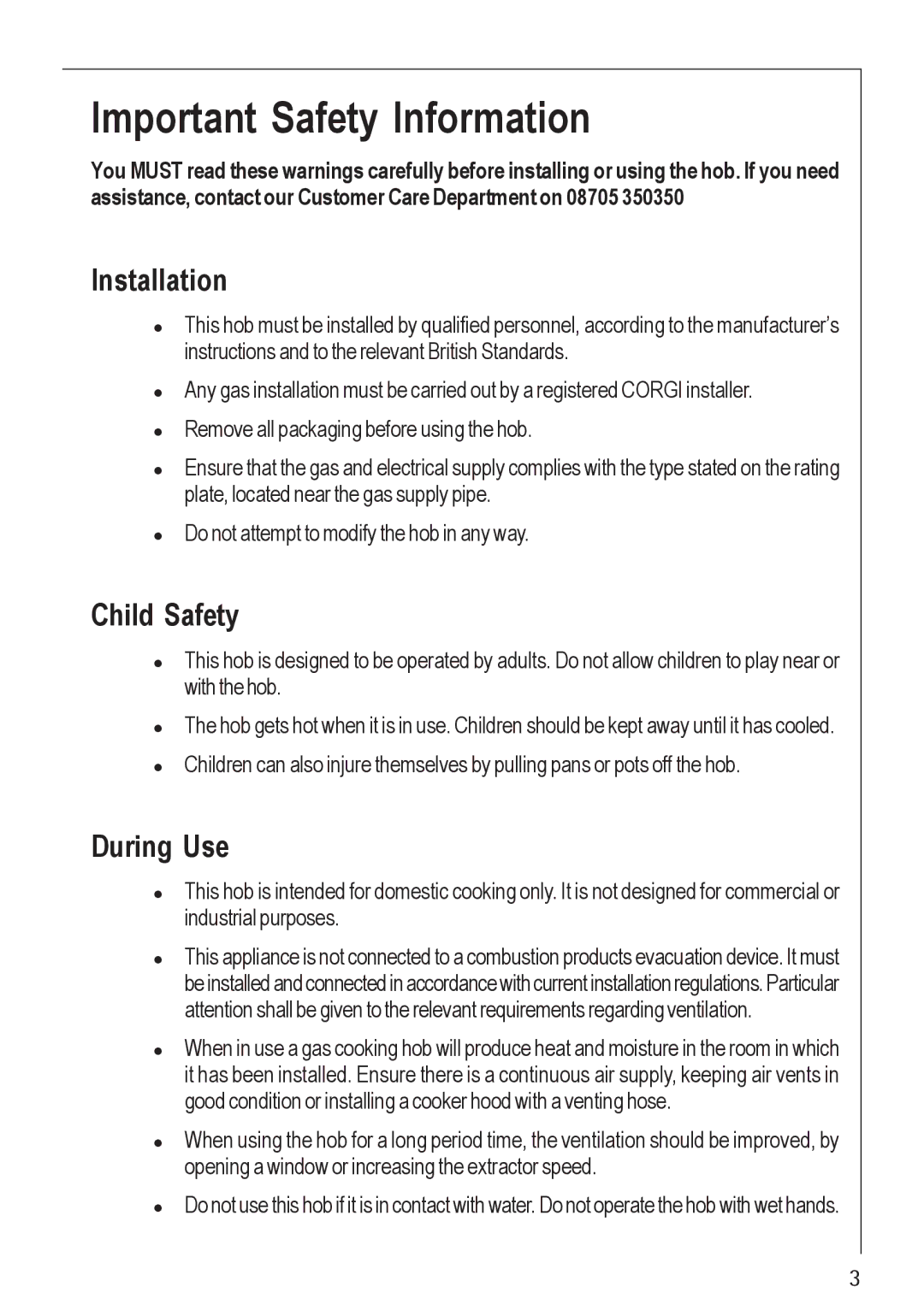 Electrolux 21602 G manual Important Safety Information, Installation, Child Safety, During Use 