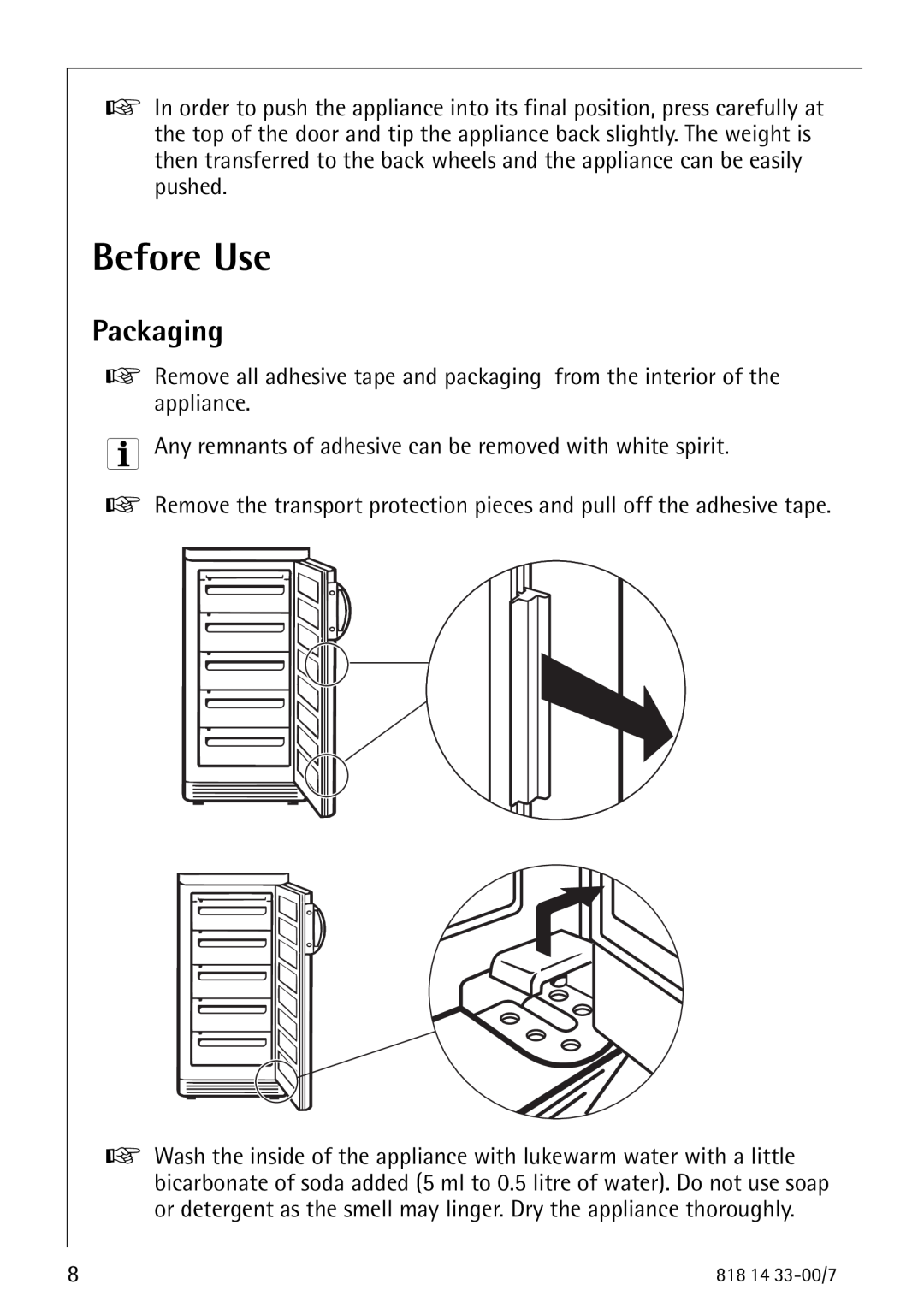 Electrolux 2170-4 operating instructions Before Use, Packaging 