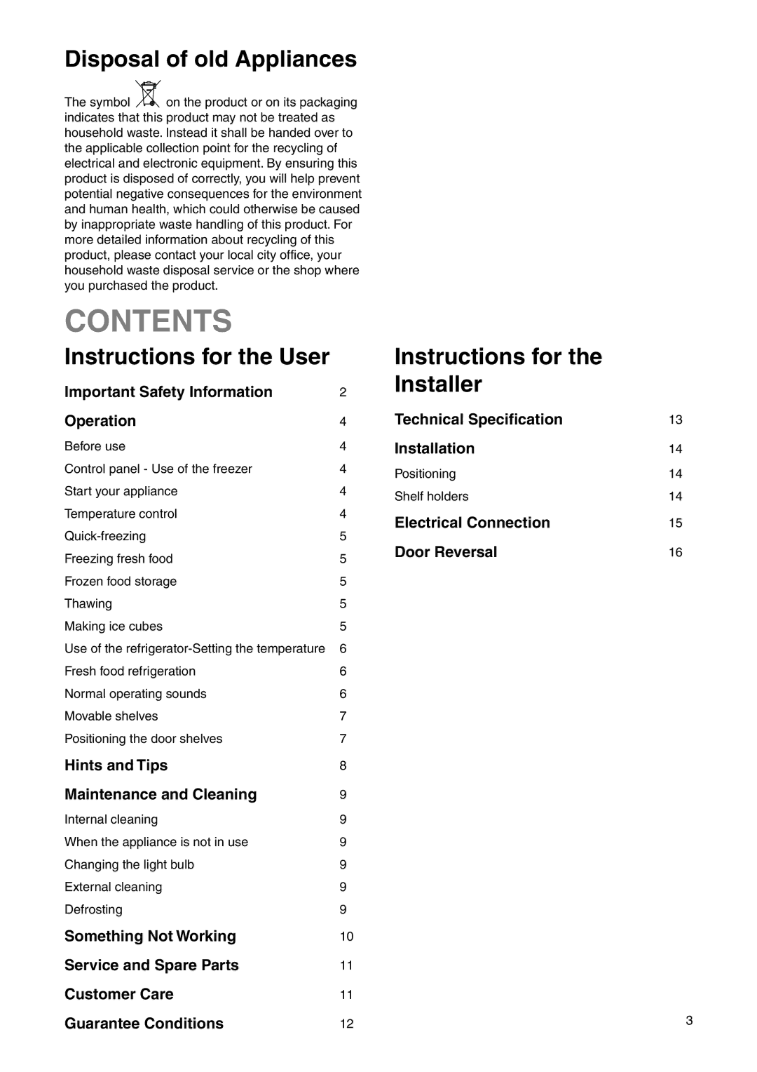 Electrolux 2223 208-81 user manual Contents 