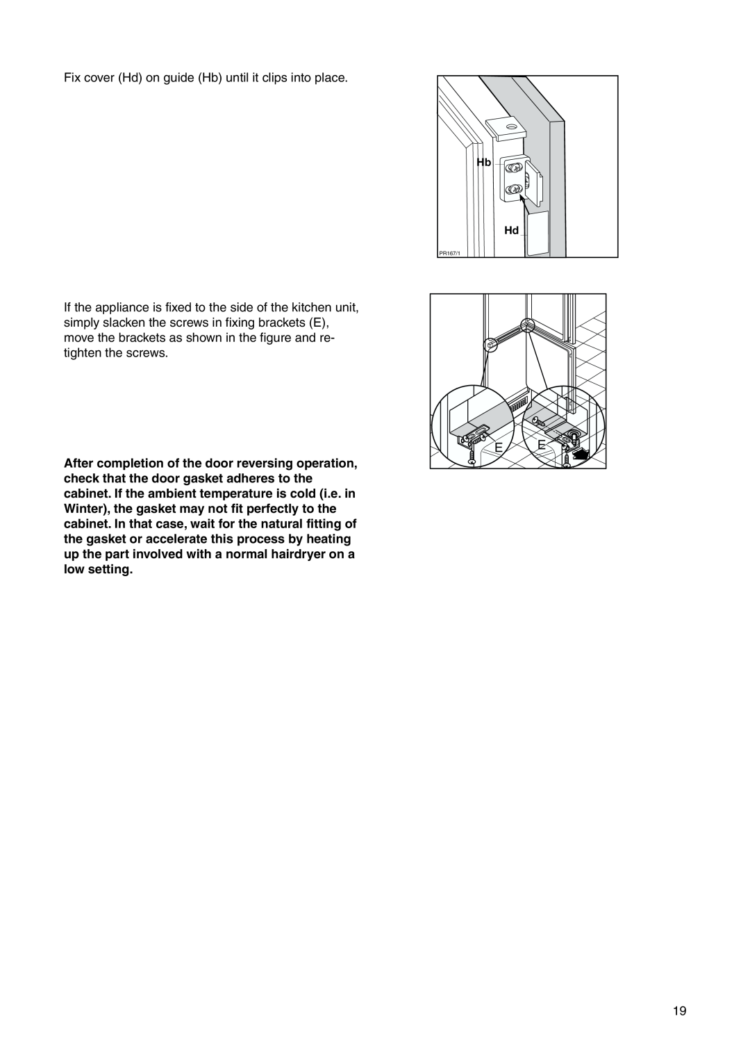 Electrolux 2223 208-81 user manual Fix cover Hd on guide Hb until it clips into place 