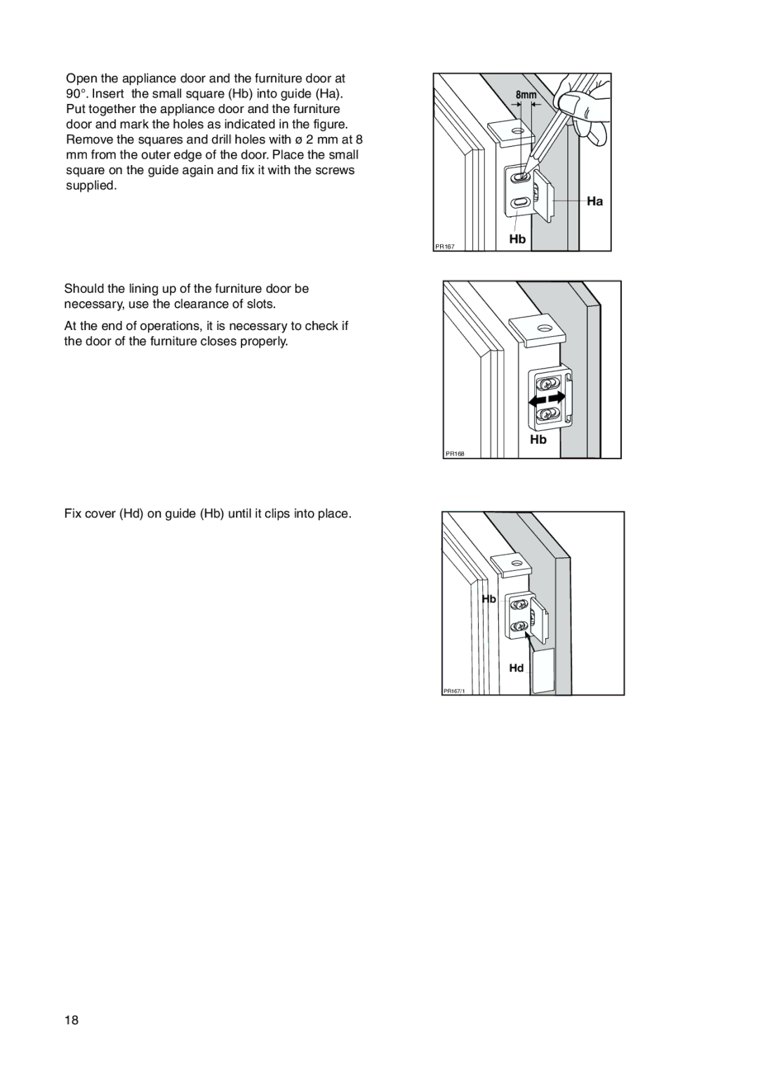 Electrolux 2223 429-31 user manual Fix cover Hd on guide Hb until it clips into place 