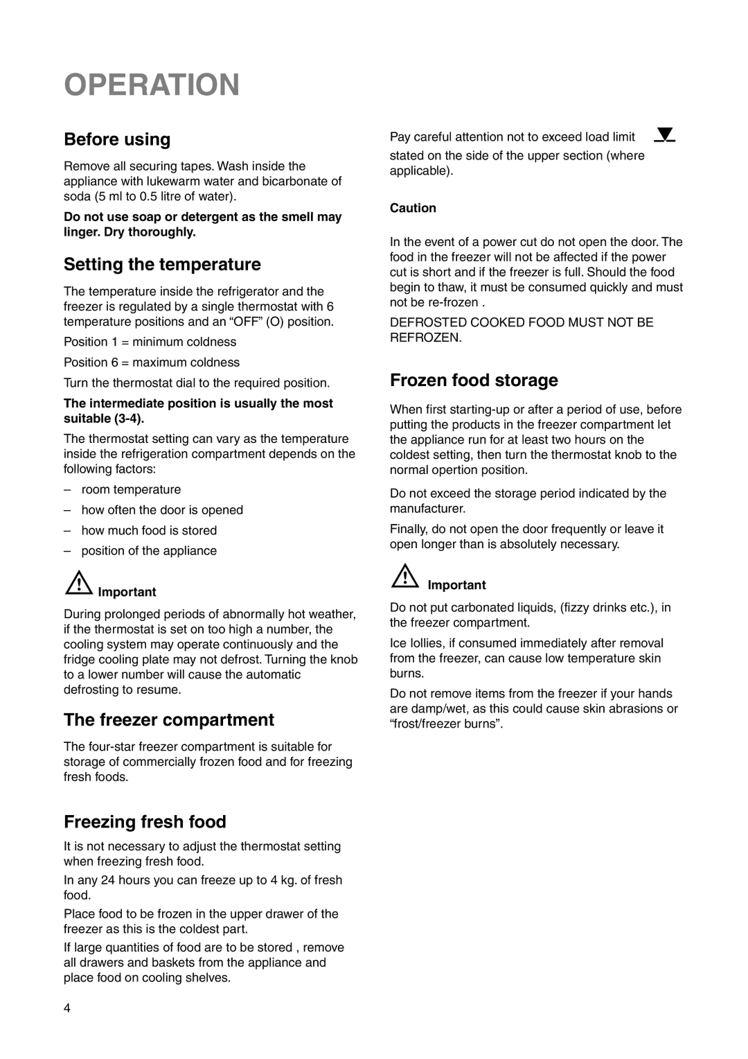 Electrolux 2223 430-73 user manual Operation 