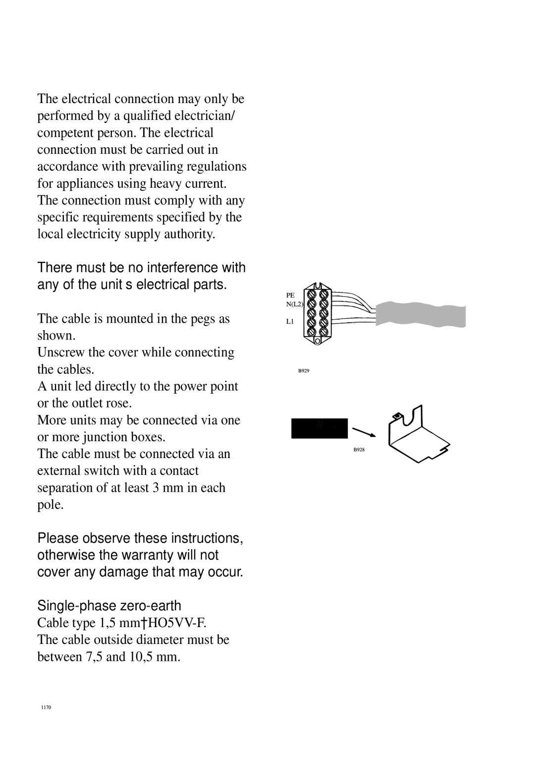 Electrolux 230GR-m manual Electrical connection 