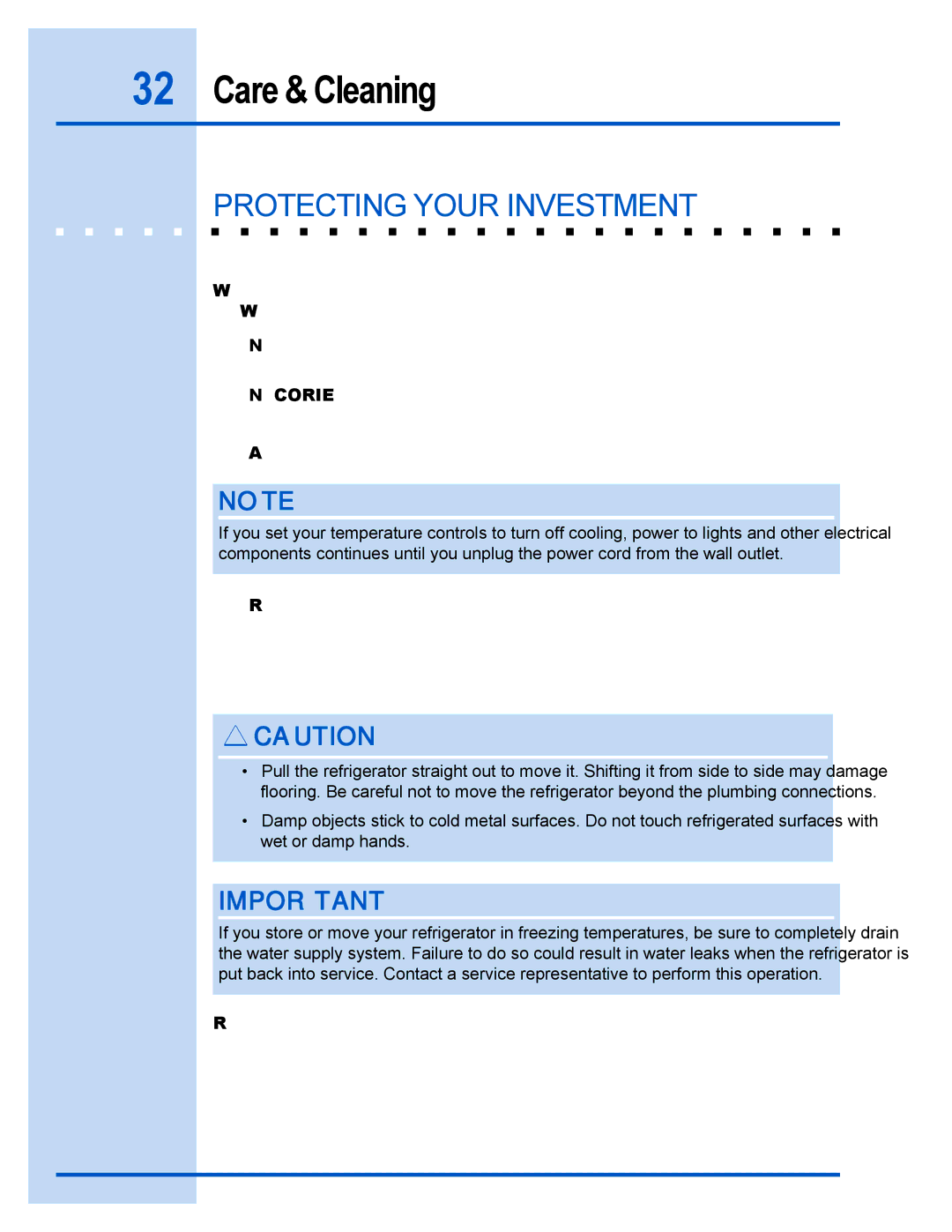 Electrolux 241540102 manual Care & Cleaning, Protecting Your Investment 