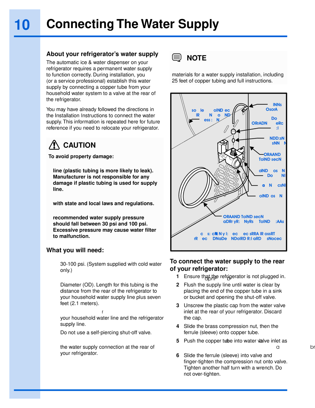 Electrolux 241868902 manual Connecting The Water Supply, About your refrigerator’s water supply, What you will need 